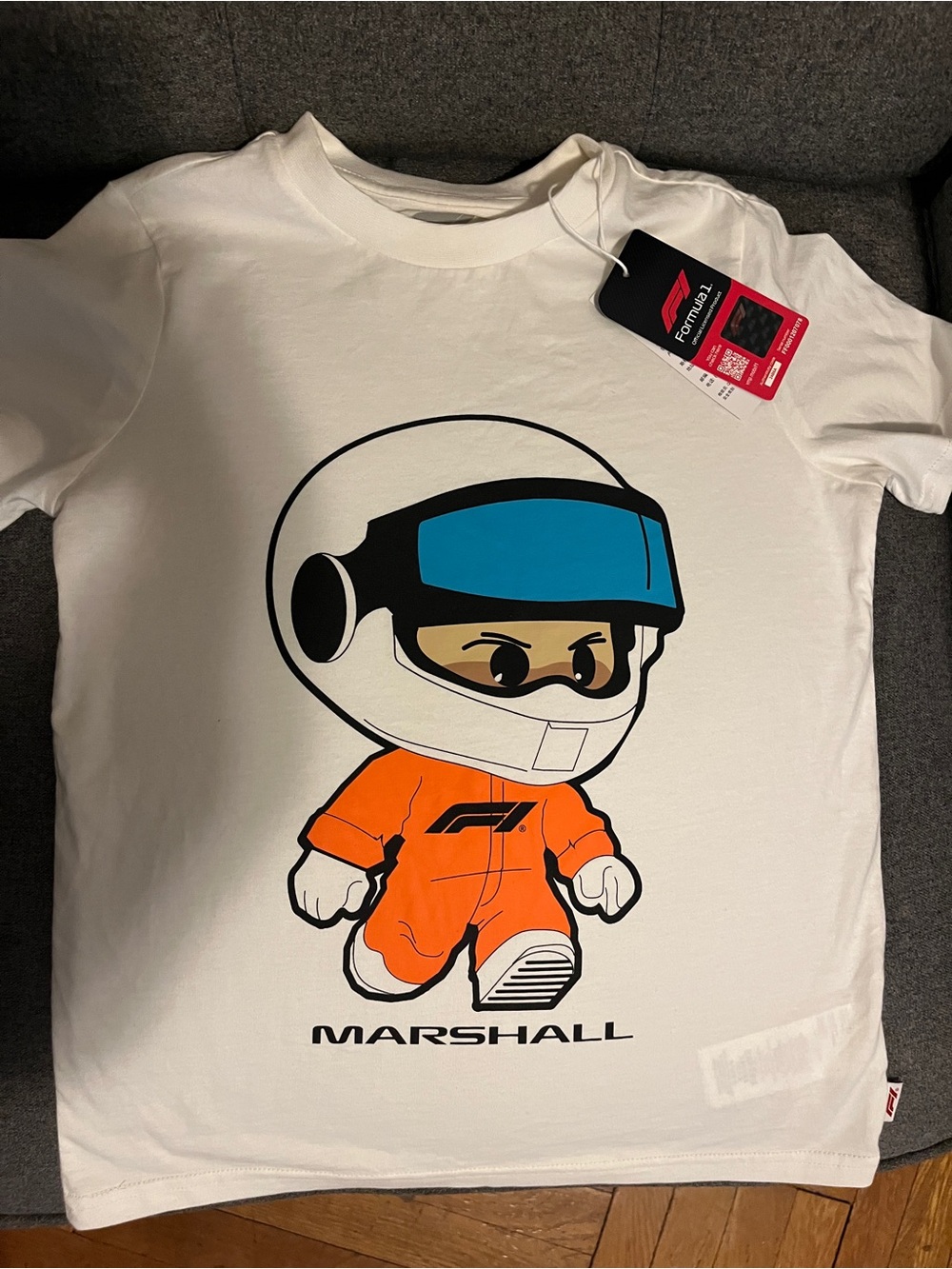 NWT Marshall Kids' White Graphic Racing Tee - Official Formula 1 merch size 140